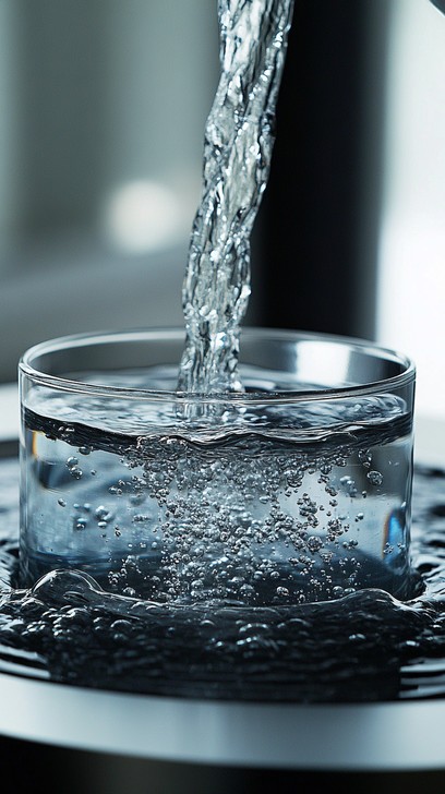 Clear fresh water glass with lime and mint slice